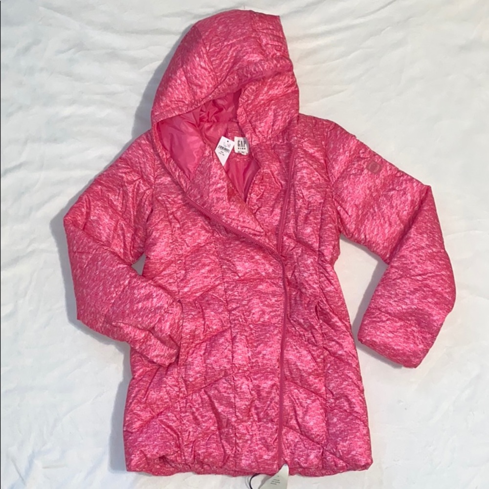 NWT Girls Pink Zip-Up Gap Coat with hood XXL 14-16